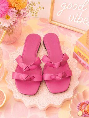 🎀 NWOT J.Crew Pink Double-Knot Slide Sandals 🎀